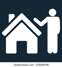 Realty Buyer icon. Vector style is flat iconic symbol, white color, dark blue background.