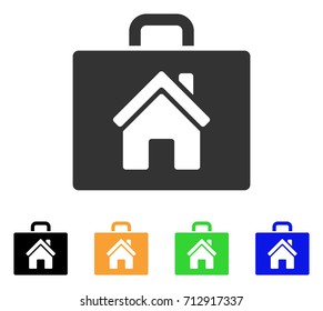 Realty Case icon. Vector illustration style is a flat iconic realty case symbol with black, gray, green, blue, yellow color versions. Designed for web and software interfaces.