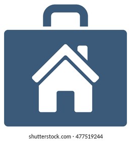 Realty Case icon. Vector style is flat iconic symbol, blue color, white background.