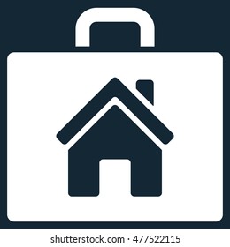 Realty Case icon. Vector style is flat iconic symbol, white color, dark blue background.