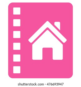 Realty Catalog icon. Vector style is flat iconic symbol, pink color, white background.