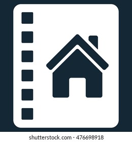 Realty Catalog icon. Vector style is flat iconic symbol, white color, dark blue background.