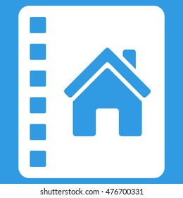 Realty Catalog icon. Vector style is flat iconic symbol, white color, blue background.