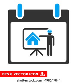 Realty Developer Calendar Day icon. Vector EPS illustration style is flat iconic bicolor symbol, blue and gray colors.
