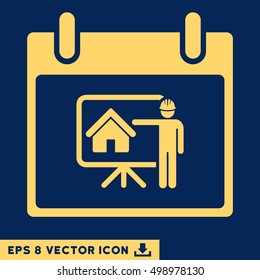 Realty Developer Calendar Day icon. Vector EPS illustration style is flat iconic symbol, yellow color.