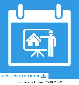 Realty Developer Calendar Day icon. Vector EPS illustration style is flat iconic symbol, white color.