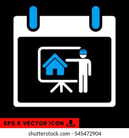 Realty Developer Calendar Day icon. Vector EPS illustration style is flat iconic bicolor symbol, blue and white colors.