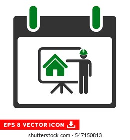 Realty Developer Calendar Day icon. Vector EPS illustration style is flat iconic bicolor symbol, green and gray colors.