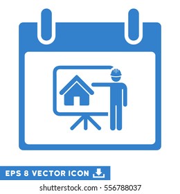 Realty Developer Calendar Day icon. Vector EPS illustration style is flat iconic symbol, cobalt color.