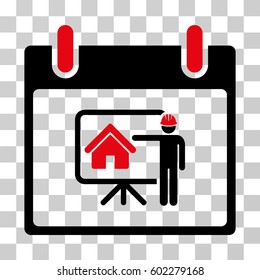 Realty Developer Calendar Day icon. Vector illustration style is flat iconic bicolor symbol, intensive red and black colors, transparent background. Designed for web and software interfaces.