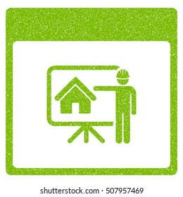 Realty Developer Calendar Page grainy textured icon for overlay watermark stamps. Flat symbol with dirty texture.