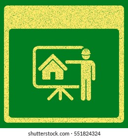 Realty Developer Calendar Page grainy textured icon for overlay watermark stamps. Flat symbol with scratched texture.