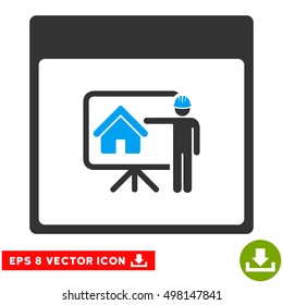 Realty Developer Calendar Page icon. Vector EPS illustration style is flat iconic bicolor symbol, blue and gray colors.