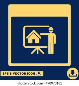 Realty Developer Calendar Page icon. Vector EPS illustration style is flat iconic symbol, yellow color.