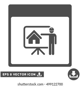 Realty Developer Calendar Page icon. Vector EPS illustration style is flat iconic symbol, gray color.