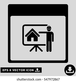Realty Developer Calendar Page icon. Vector EPS illustration style is flat iconic symbol, black color.