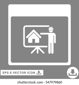 Realty Developer Calendar Page icon. Vector EPS illustration style is flat iconic symbol, white color.