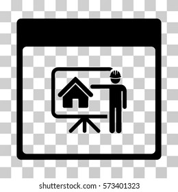 Realty Developer Calendar Page icon. Vector illustration style is flat iconic symbol, black color, transparent background. Designed for web and software interfaces.