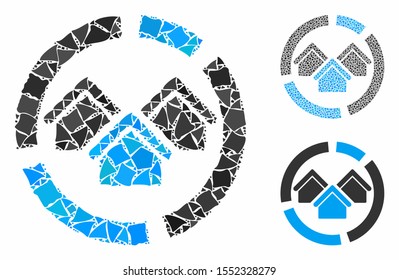 Realty diagram composition of joggly items in different sizes and shades, based on realty diagram icon. Vector tuberous items are united into composition.