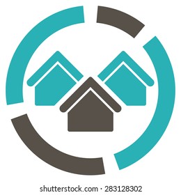 Realty diagram icon from Business Bicolor Set. Vector style: bicolor flat symbol, grey and cyan colors, rounded angles, white background.