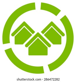 Realty diagram icon from Business Bicolor Set. Vector style: flat symbol, eco green color, rounded angles, white background.