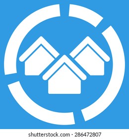 Realty diagram icon from Business Bicolor Set. Vector style: flat symbol, white color, rounded angles, blue background.