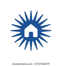 Realty diagram icon in cobalt, flat vector on white background.