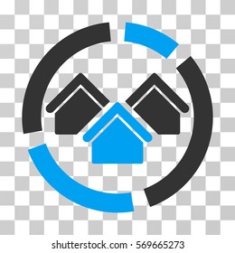 Realty Diagram icon. Vector illustration style is flat iconic bicolor symbol, blue and gray colors, transparent background. Designed for web and software interfaces.