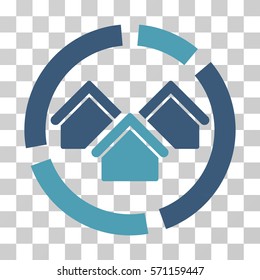 Realty Diagram icon. Vector illustration style is flat iconic bicolor symbol, cyan and blue colors, transparent background. Designed for web and software interfaces.