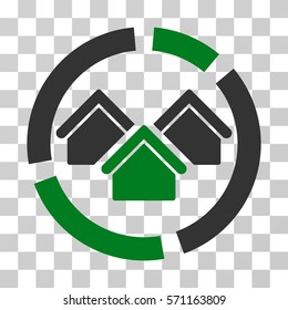 Realty Diagram icon. Vector illustration style is flat iconic bicolor symbol, green and gray colors, transparent background. Designed for web and software interfaces.