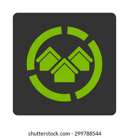 Realty diagram icon. Vector style is eco green and gray colors, flat rounded square button on a white background.