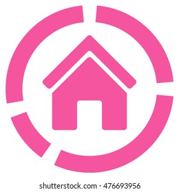 Realty Diagram icon. Vector style is flat iconic symbol, pink color, white background.