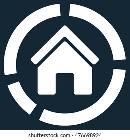 Realty Diagram icon. Vector style is flat iconic symbol, white color, dark blue background.