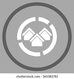 Realty Diagram vector icon. Style is bicolor flat circled symbol, dark gray and white colors, rounded angles, silver background.