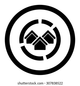 Realty diagram vector icon. This rounded flat symbol is drawn with black color on a white background.