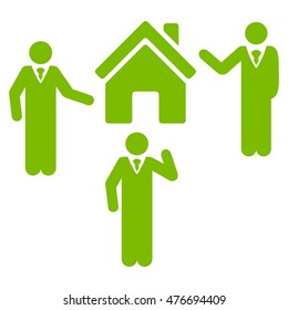 Realty Discuss Persons icon. Vector style is flat iconic symbol, eco green color, white background.