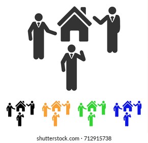Realty Discuss Persons icon. Vector illustration style is a flat iconic realty discuss persons symbol with black, gray, green, blue, yellow color versions. Designed for web and software interfaces.