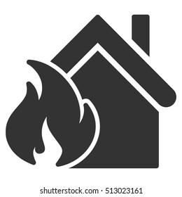 Realty Fire Disaster vector icon. Flat gray symbol. Pictogram is isolated on a white background. Designed for web and software interfaces.
