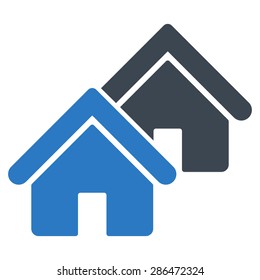 Realty icon from Business Bicolor Set. Vector style: bicolor flat symbol, smooth blue colors, rounded angles, white background.