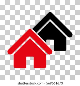 Realty icon. Vector illustration style is flat iconic bicolor symbol, intensive red and black colors, transparent background. Designed for web and software interfaces.