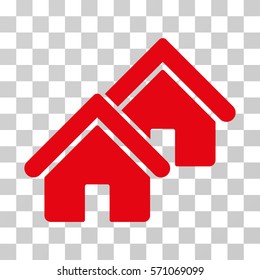 Realty icon. Vector illustration style is flat iconic symbol, red color, transparent background. Designed for web and software interfaces.