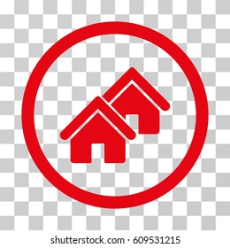 Realty icon. Vector illustration style is flat iconic symbol, red color, transparent background. Designed for web and software interfaces.