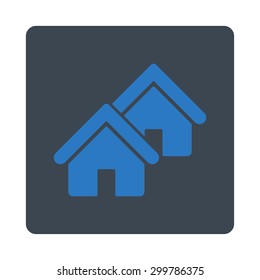 Realty icon. Vector style is smooth blue colors, flat rounded square button on a white background.