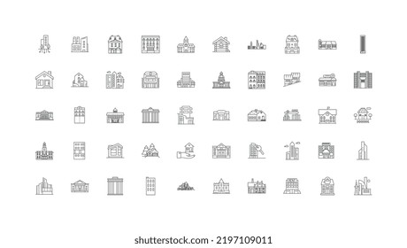 Realty ideas, linear icons, line signs set, vector collection