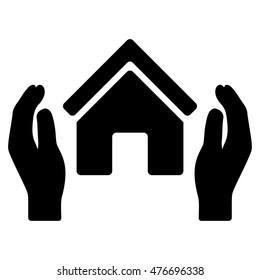 Realty Insurance Hands icon. Vector style is flat iconic symbol, black color, white background.