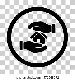 Realty Insurance Hands icon. Vector illustration style is flat iconic symbol, black color, transparent background. Designed for web and software interfaces.