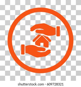 Realty Insurance Hands icon. Vector illustration style is flat iconic symbol, orange color, transparent background. Designed for web and software interfaces.