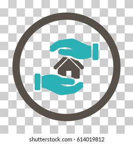 Realty Insurance Hands icon. Vector illustration style is flat iconic bicolor symbol, grey and cyan colors, transparent background. Designed for web and software interfaces.