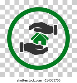 Realty Insurance Hands icon. Vector illustration style is flat iconic bicolor symbol, green and gray colors, transparent background. Designed for web and software interfaces.