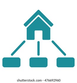 Realty Links icon. Vector style is flat iconic symbol, soft blue color, white background.